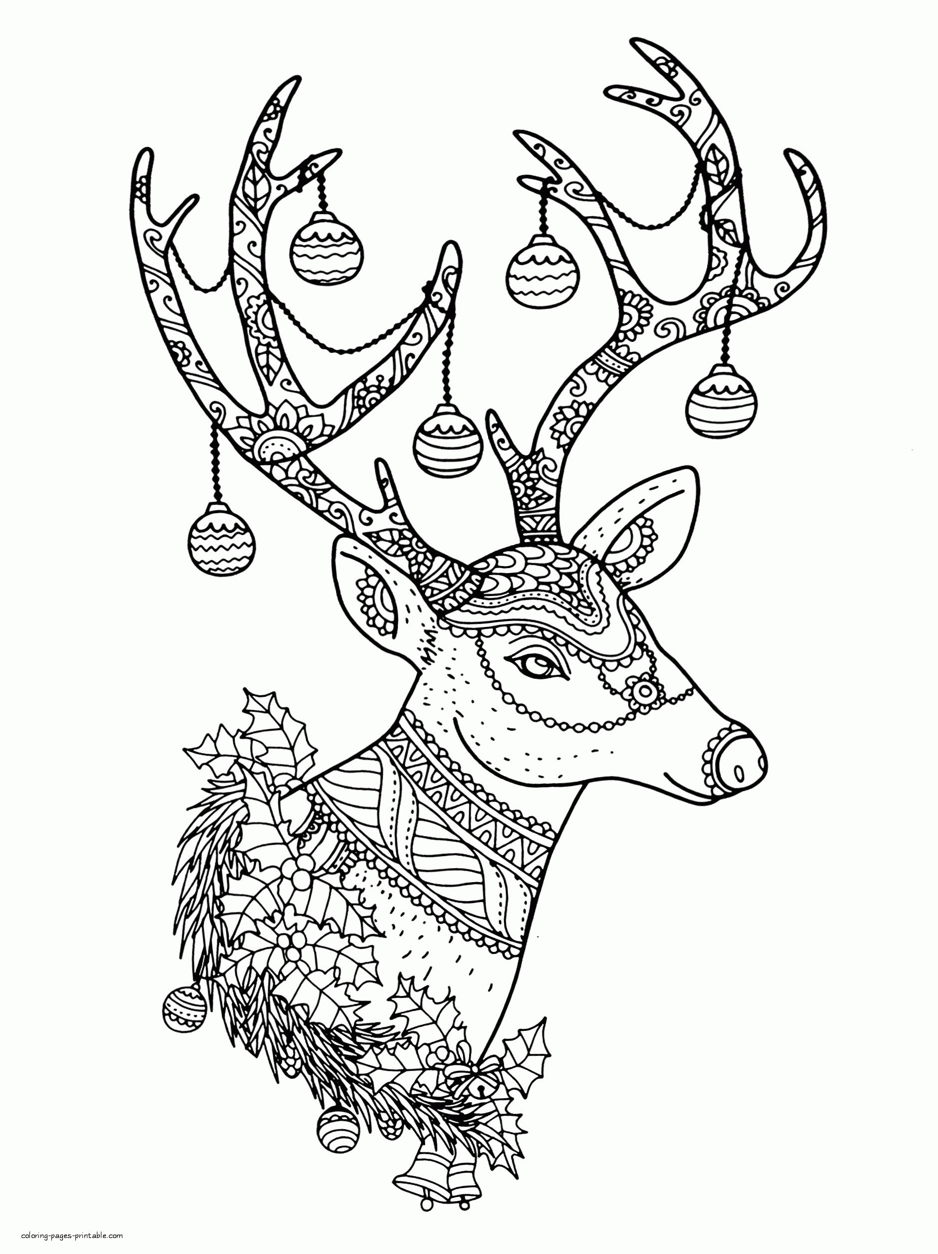 Free Christmas Reindeer Colouring Pages For Adults