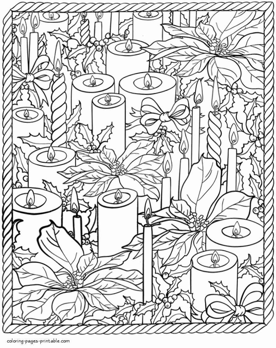 Christmas Candles Colouring Page