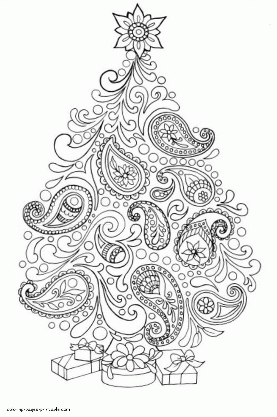 Difficult Christmas Tree Coloring Page