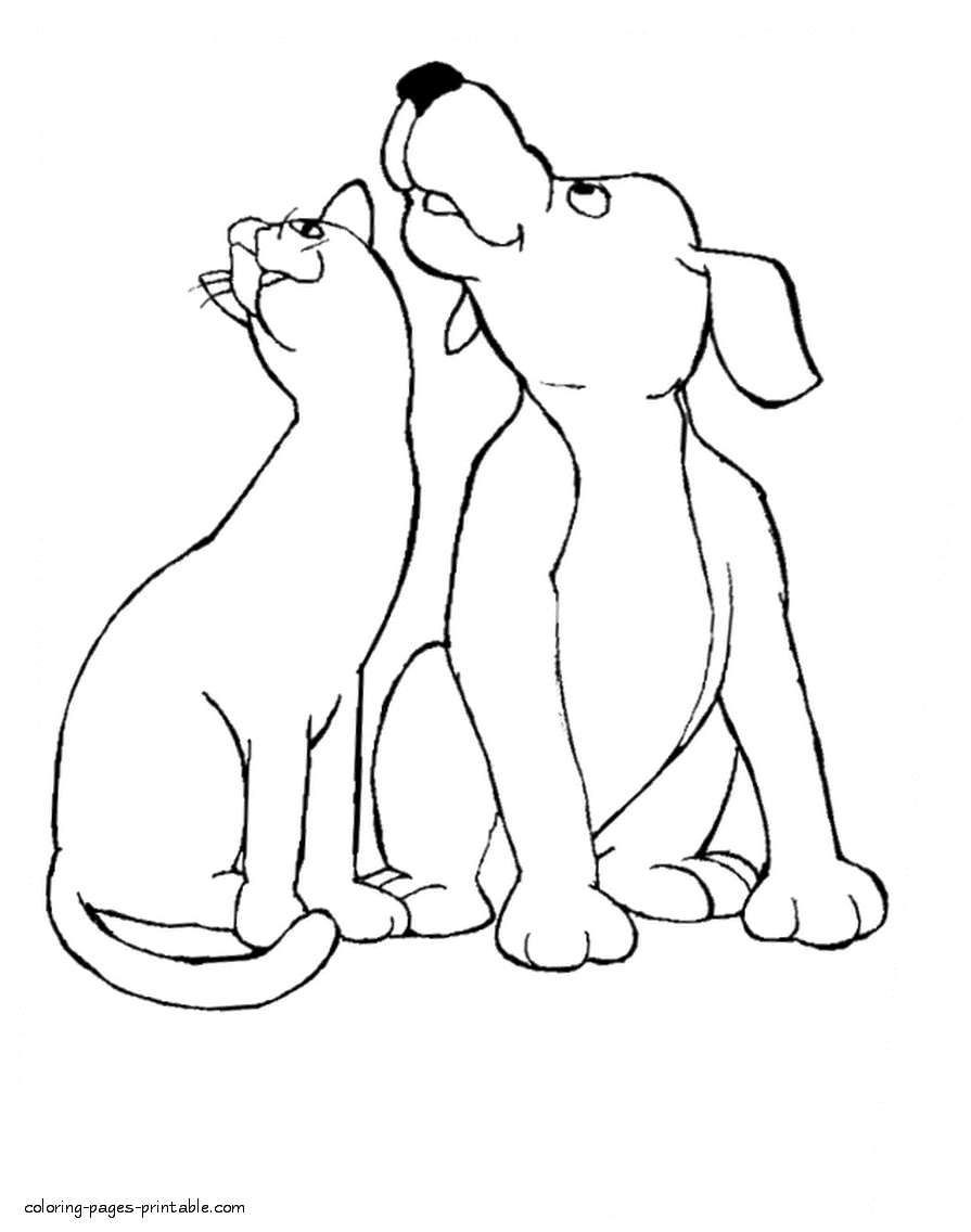 Animal coloring pages. Cat & dog
