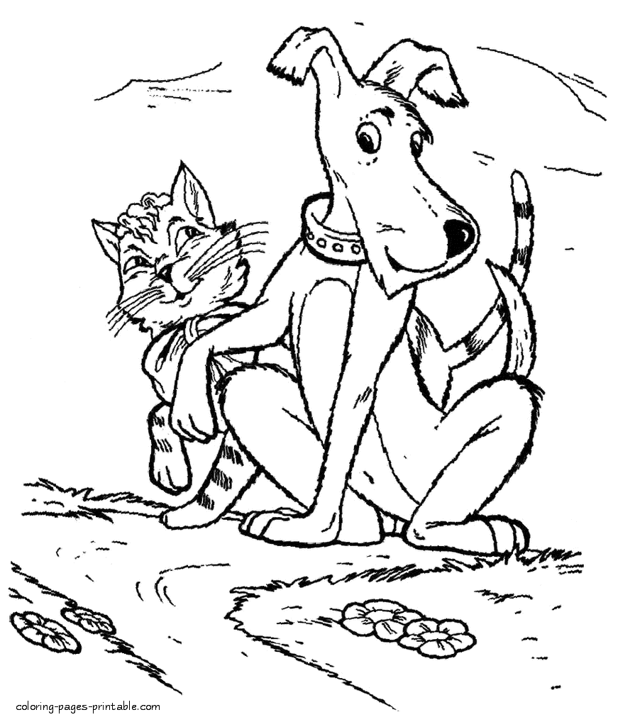 Dog and cat coloring pages printable