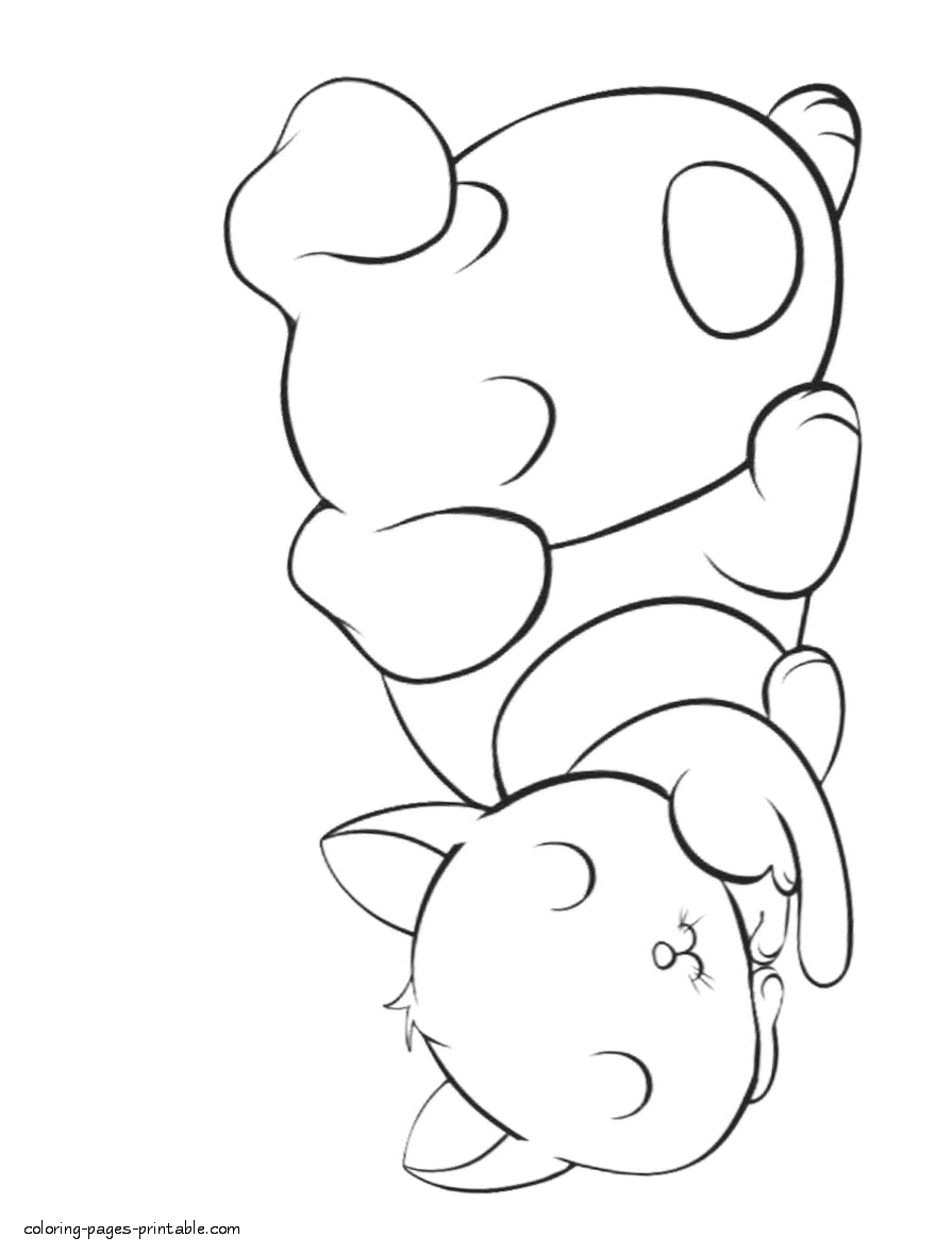 Printable coloring page of kitten and puppy