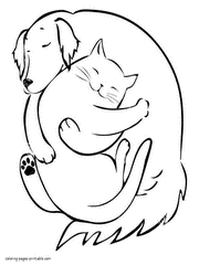 Dog and cat coloring pages. Free printable pictures.