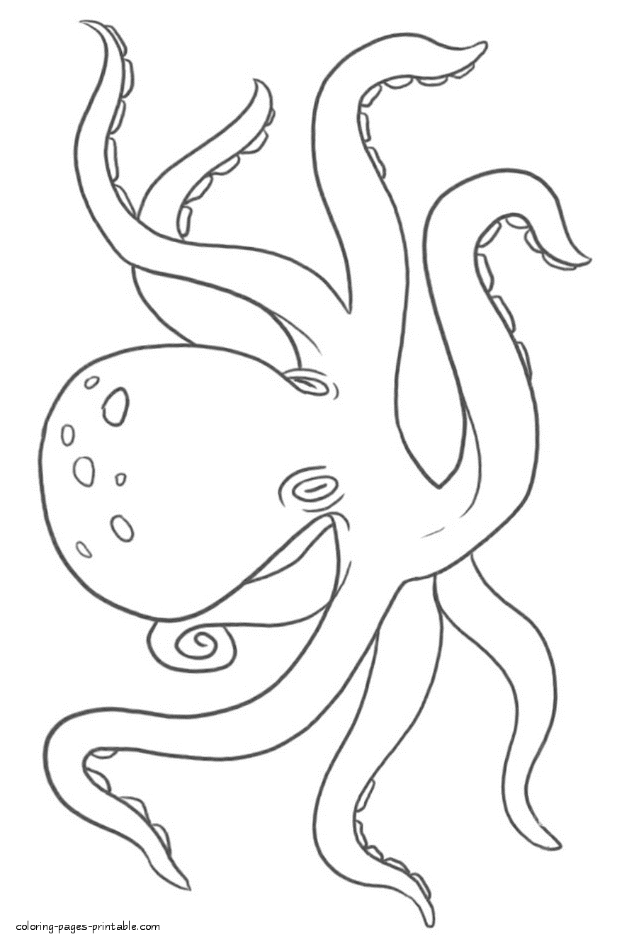Coloring pages octopus. Giant sea mollusk