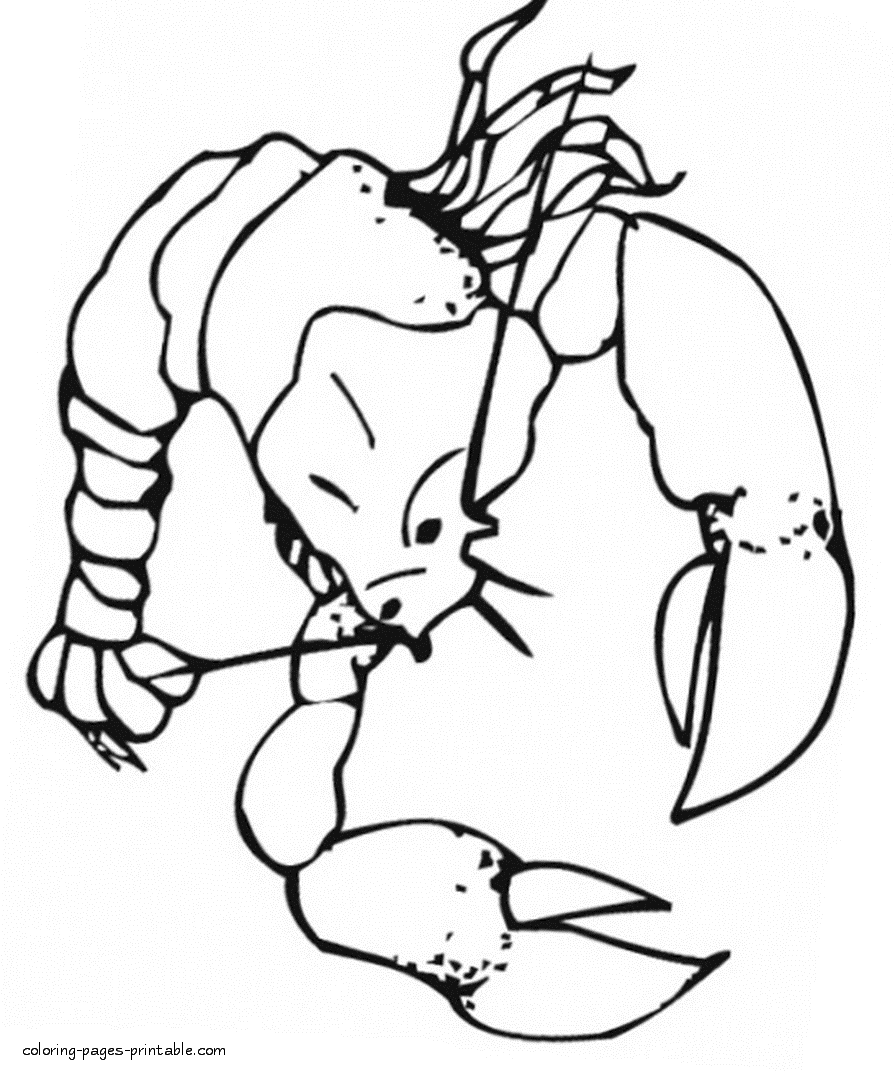 Printable coloring pages of the lobsters for kids