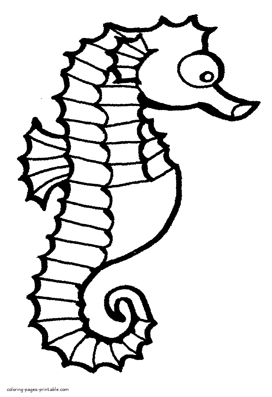 Coloring pages of seahorse. Sea animals