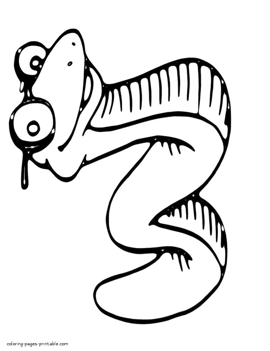 Printable coloring page of a book worm