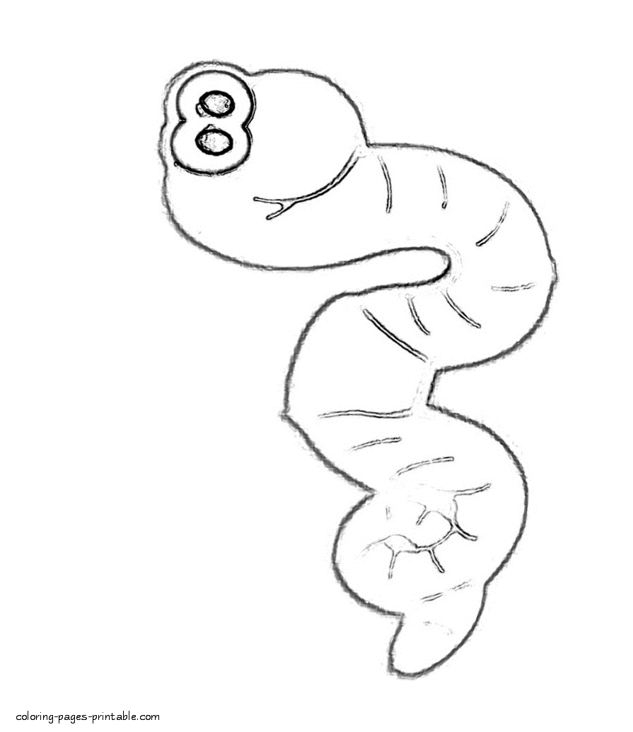 Simple coloring page of earthworm