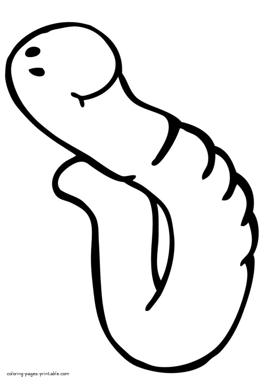 Worm coloring page for preschool kids