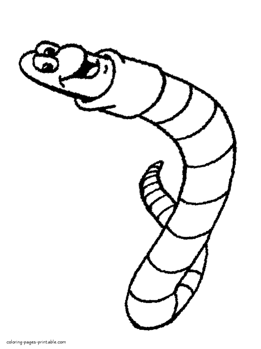 Printable coloring pages for kids. Earthworm
