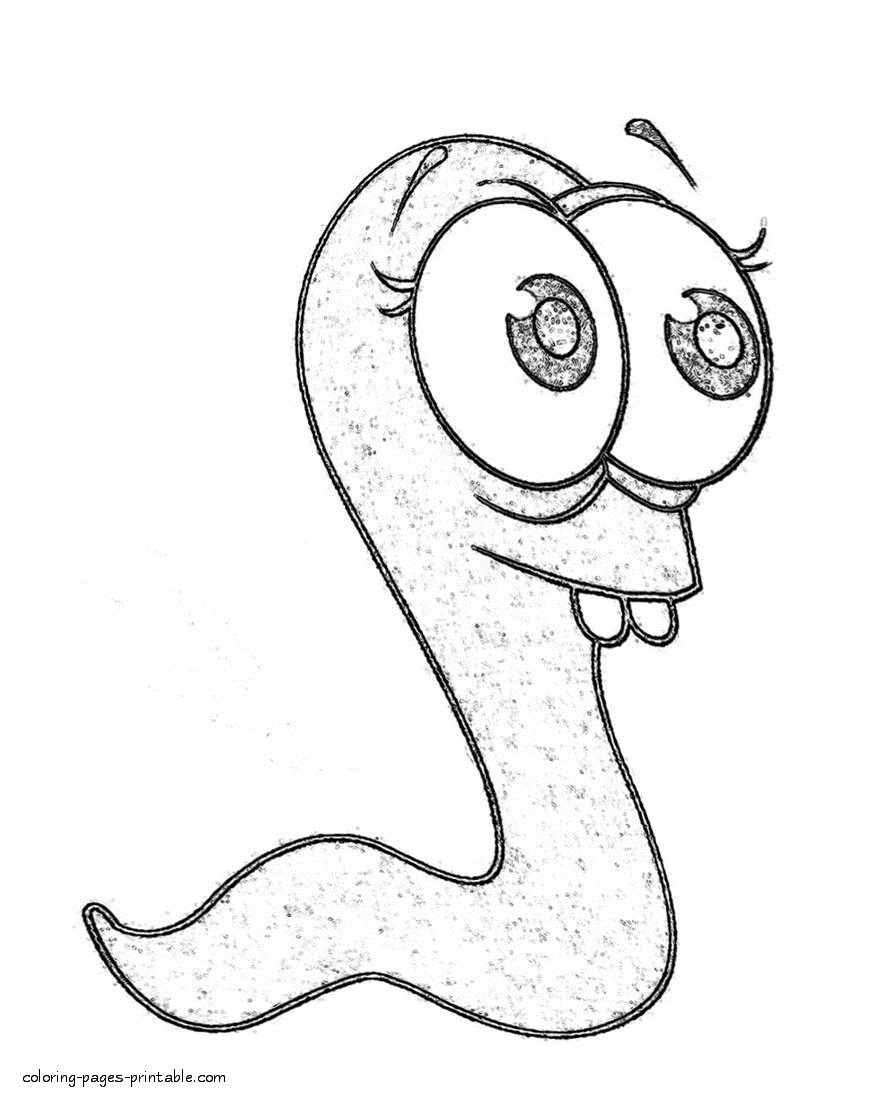 Little worm coloring page to print