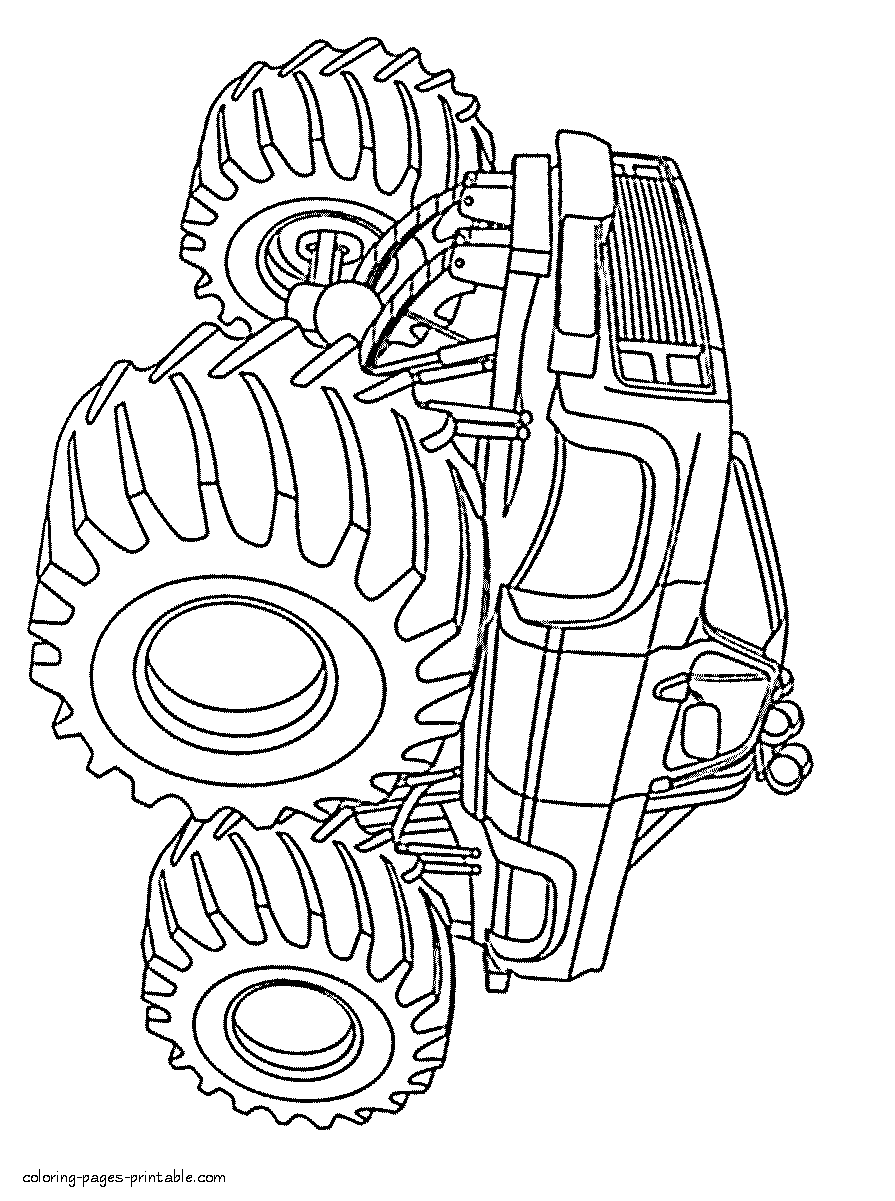 Easy monster truck coloring page || COLORING-PAGES-PRINTABLE.COM
