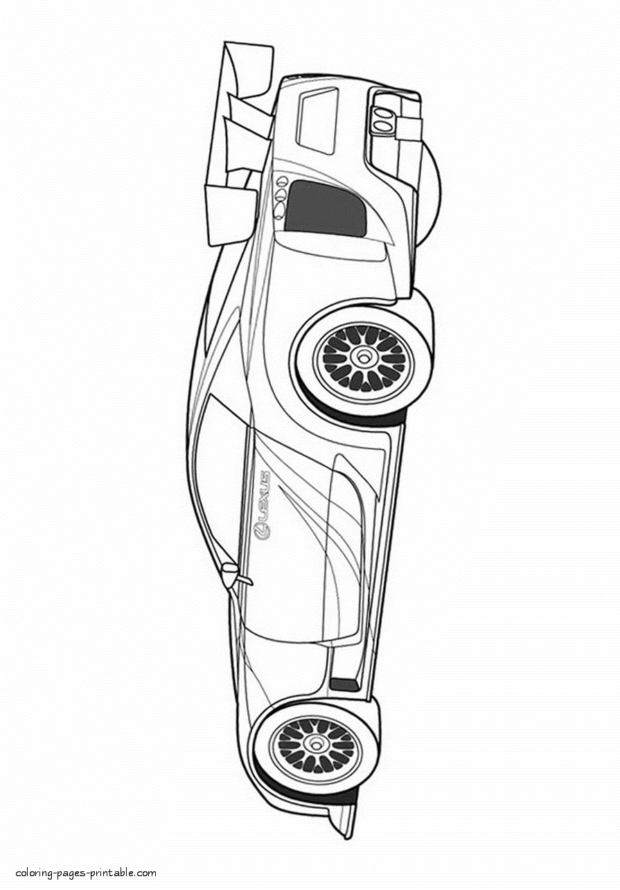 Lexus LFA GT3. Sports car coloring pages || COLORING-PAGES-PRINTABLE.COM