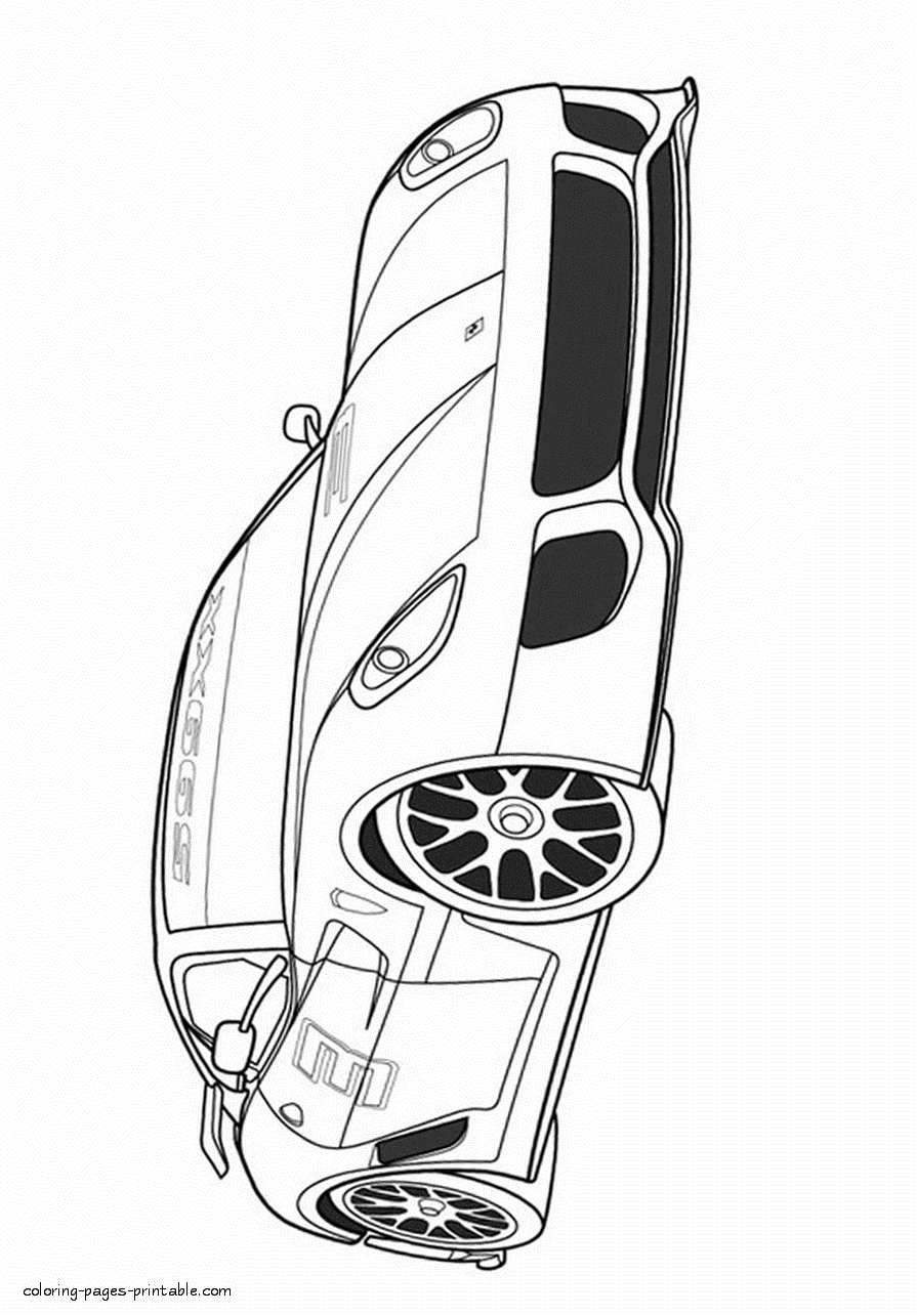 Sports car coloring page - download or print out