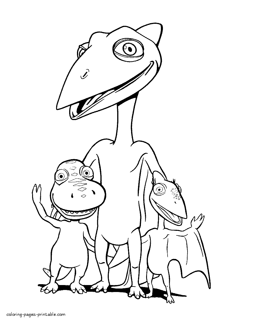 Dinosaurs with their father page for coloring
