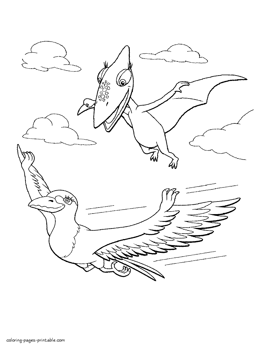 Dinosaurs are flying. Coloring pages