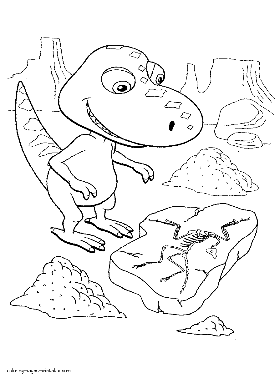 Dinosaur Buddy and the stone coloring page