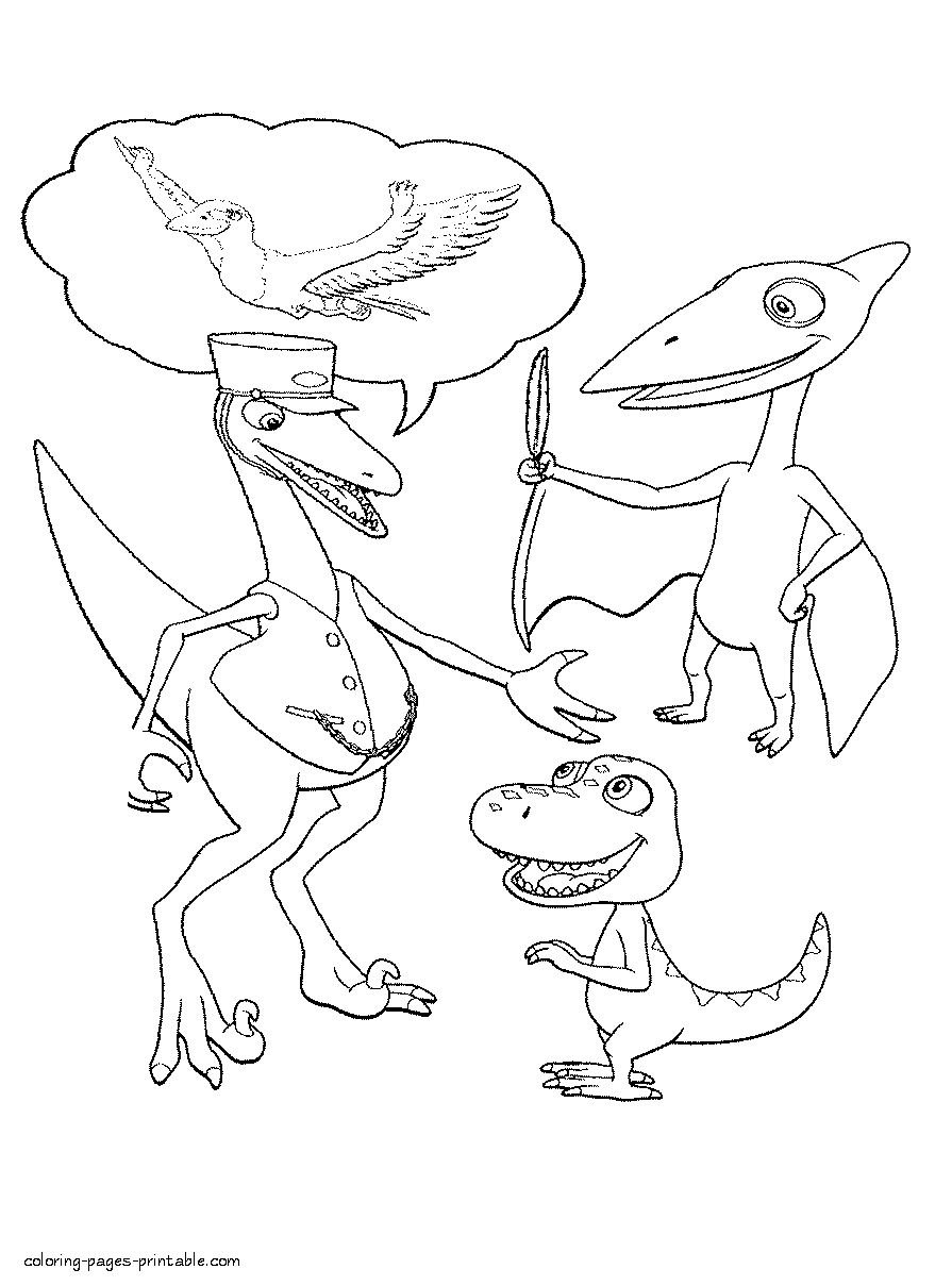 Main characters of Dinosaur Train series. Coloring pages