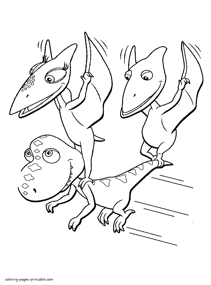Buddy flying coloring page. Dinosaur Train