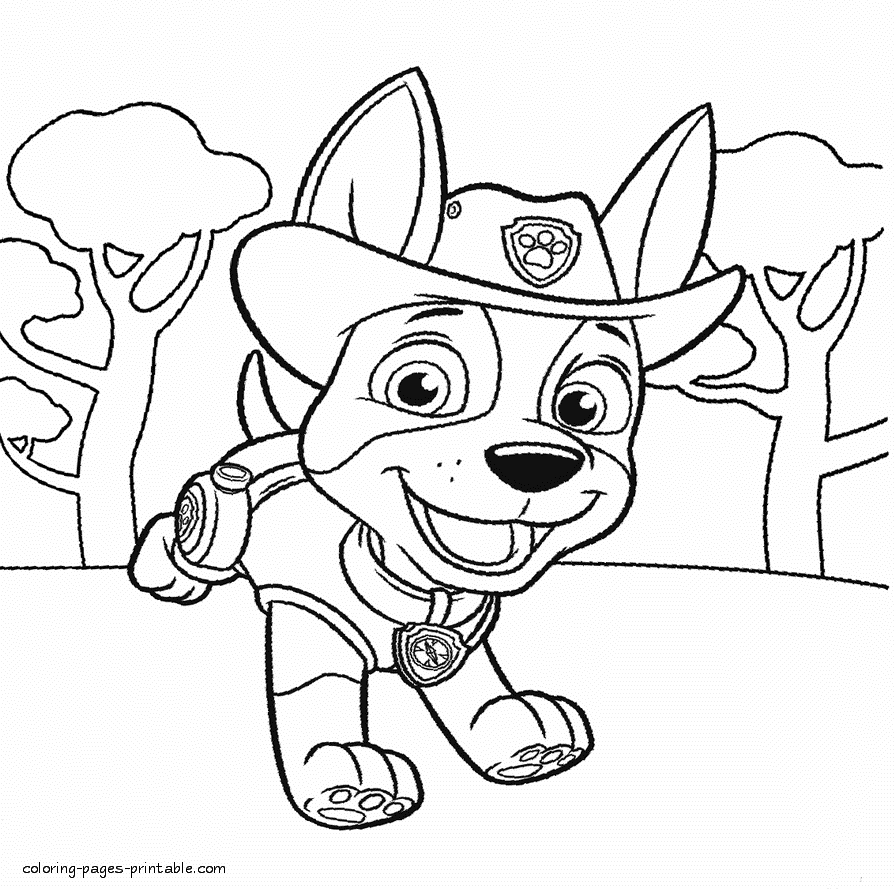 Paw Patrol Printable Coloring Sheets. Tracker || COLORING-PAGES