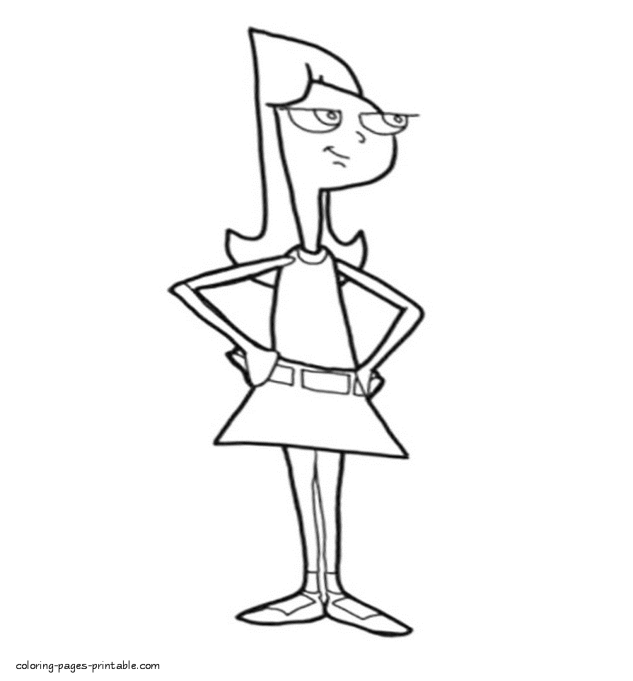 Candace coloring page from Phineas and Ferb cartoon and game