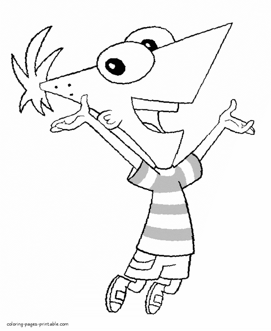 Printable cartoon coloring pages. Phineas