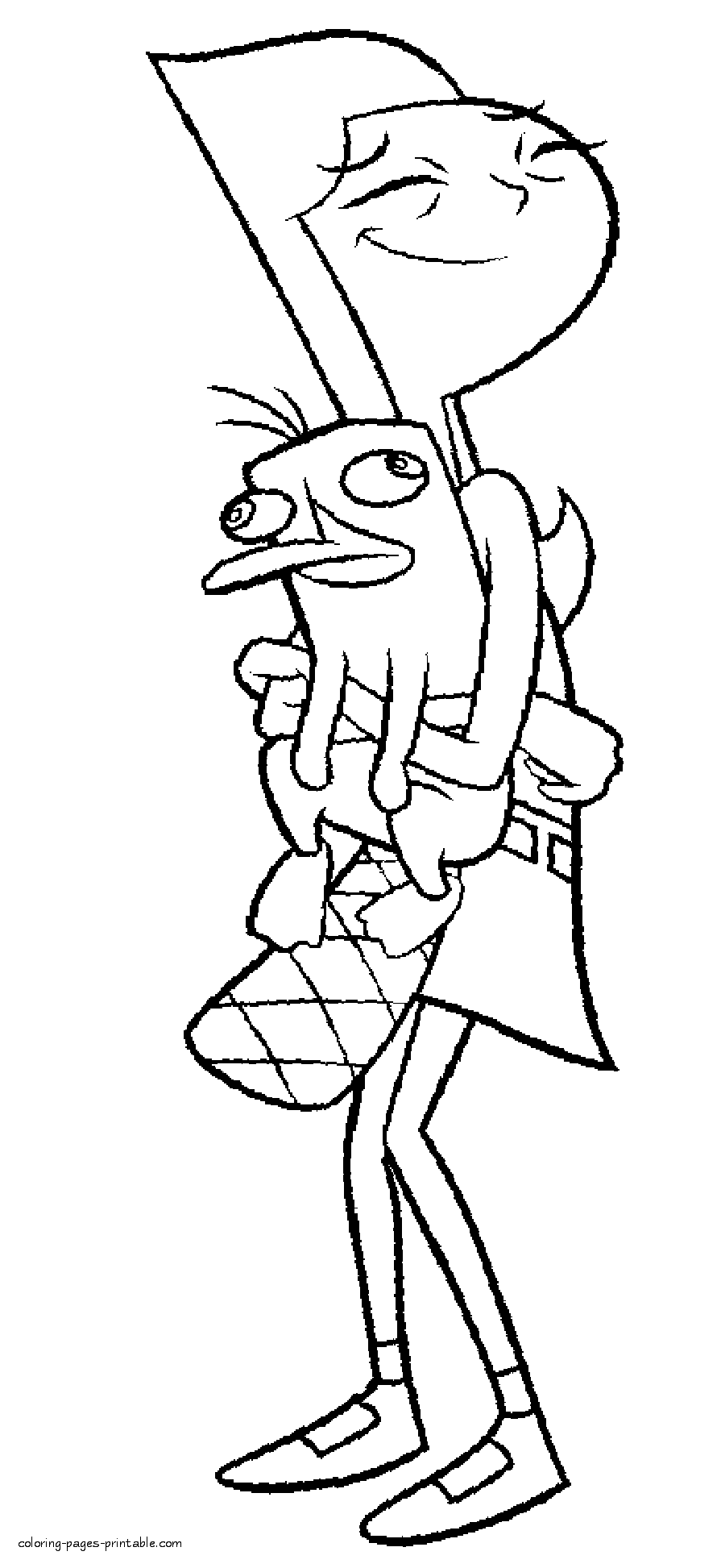 Candace with Perry coloring page from cartoon