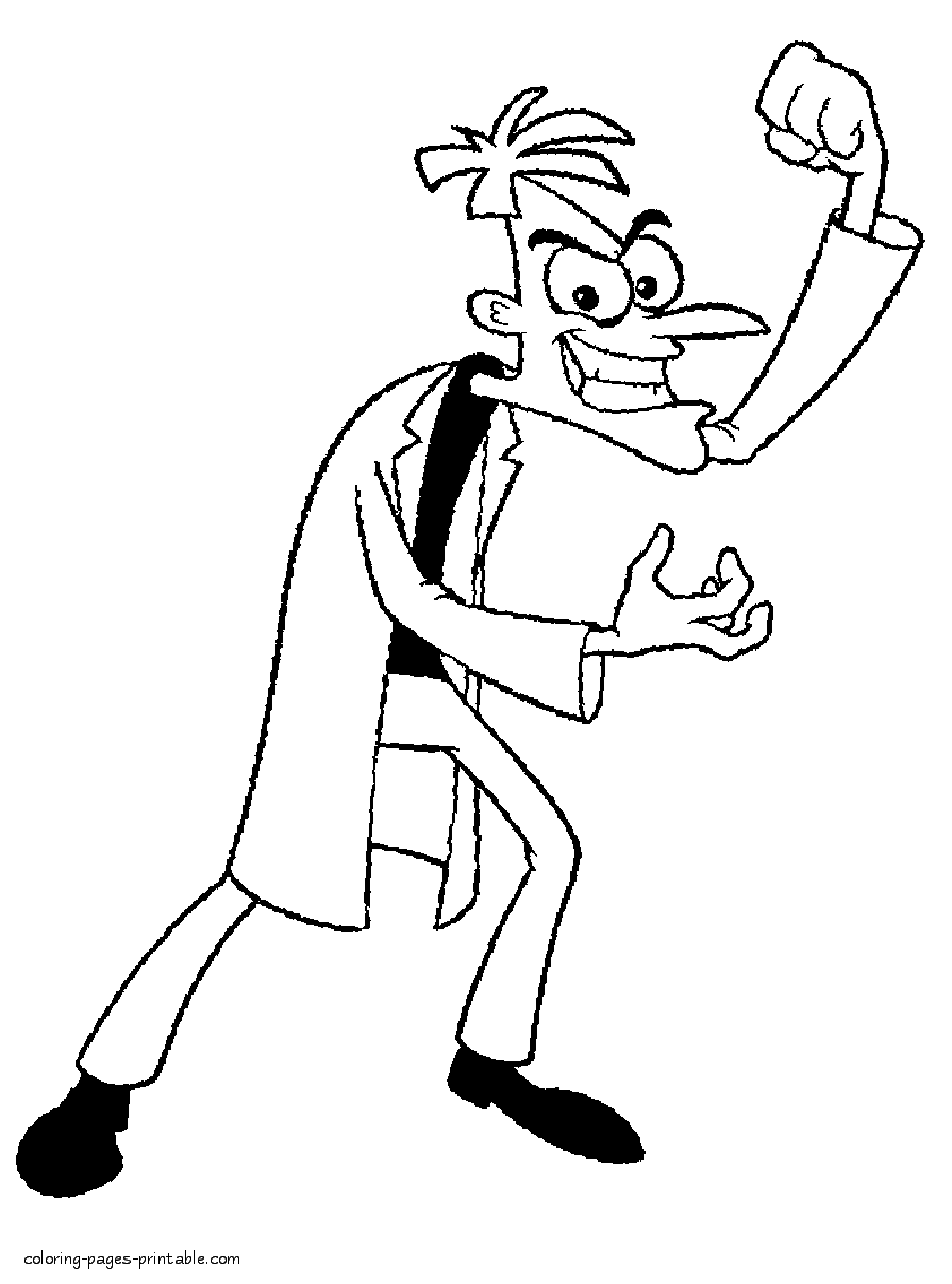 Doofenshmirtz. Phineas & Ferb characters coloring pages