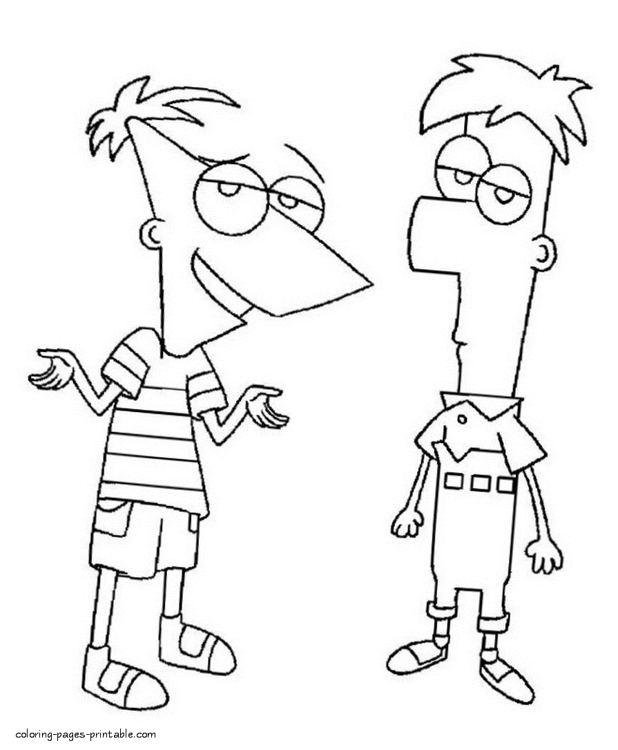 Disney channel animations coloring pages. Phineas and Ferb
