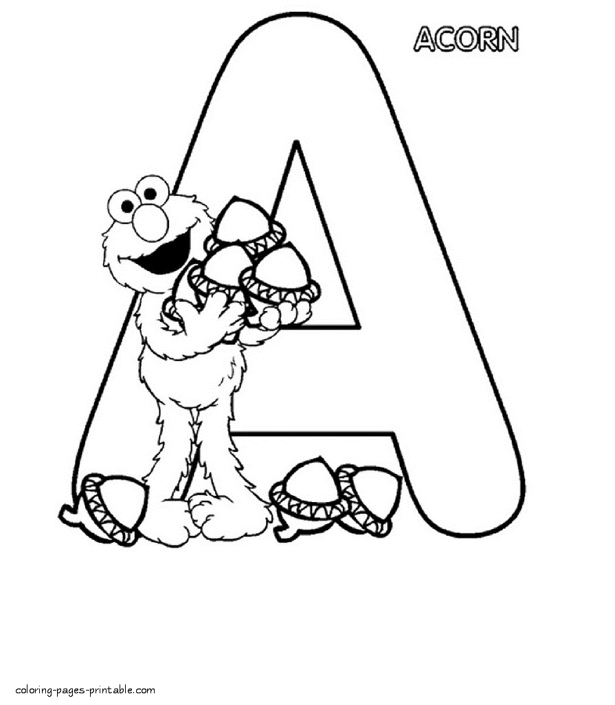 Sesame Street Printable Coloring Pages 85 Free Sheets Elmo Acorns