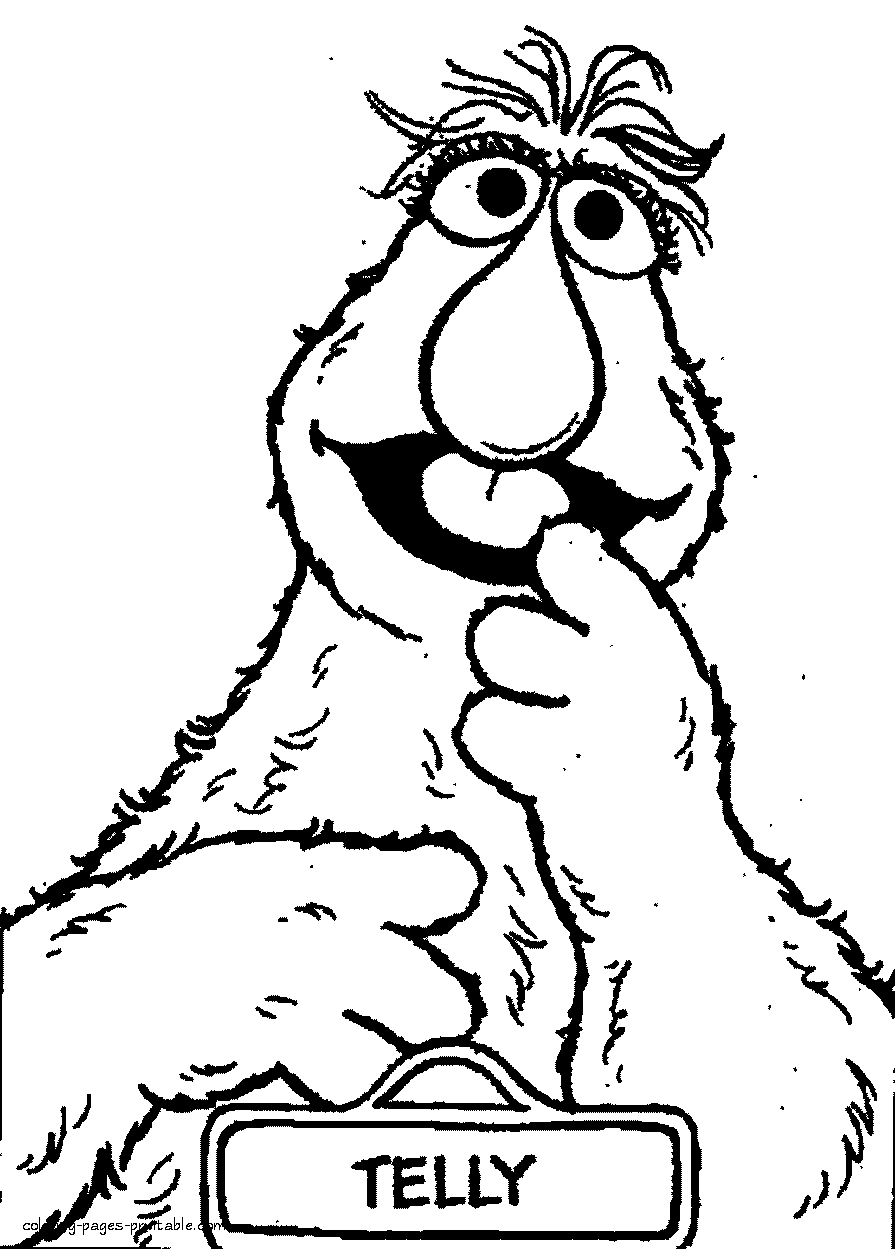 Gambar Sesame Street Printable Coloring Pages 85 Free Sheets Telly Page