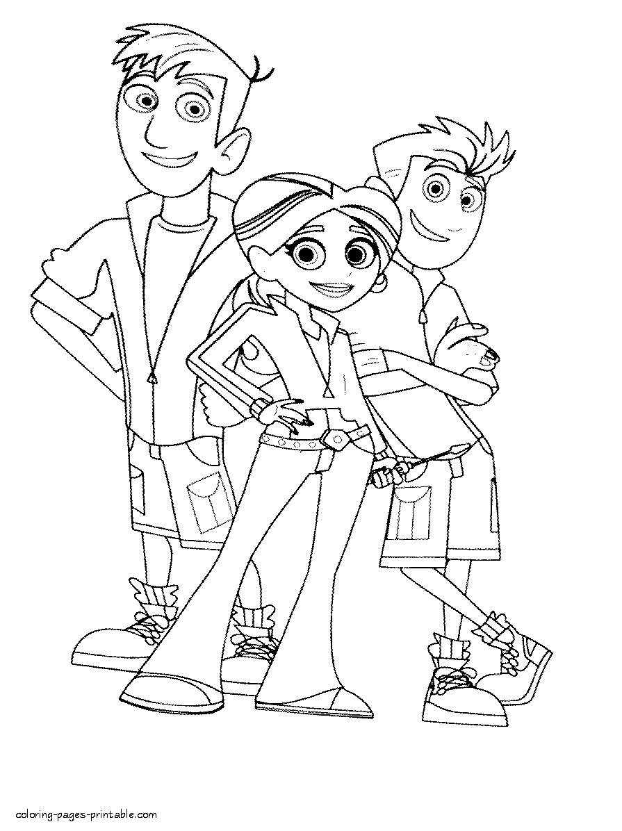 Wild Kratts protagonists coloring pages for girls and boys