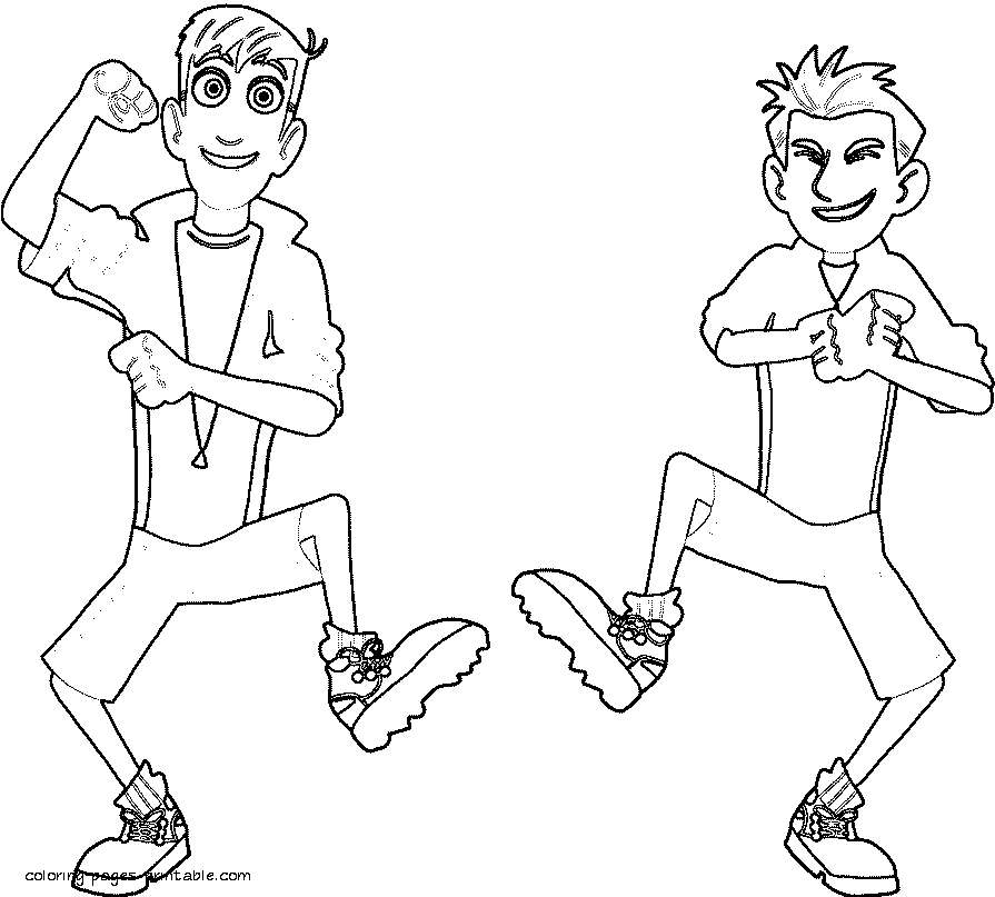Brothers Kratts dancing coloring page to print