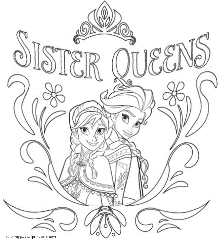 Frozen Elsa and Anna coloring pages COLORINGPAGES