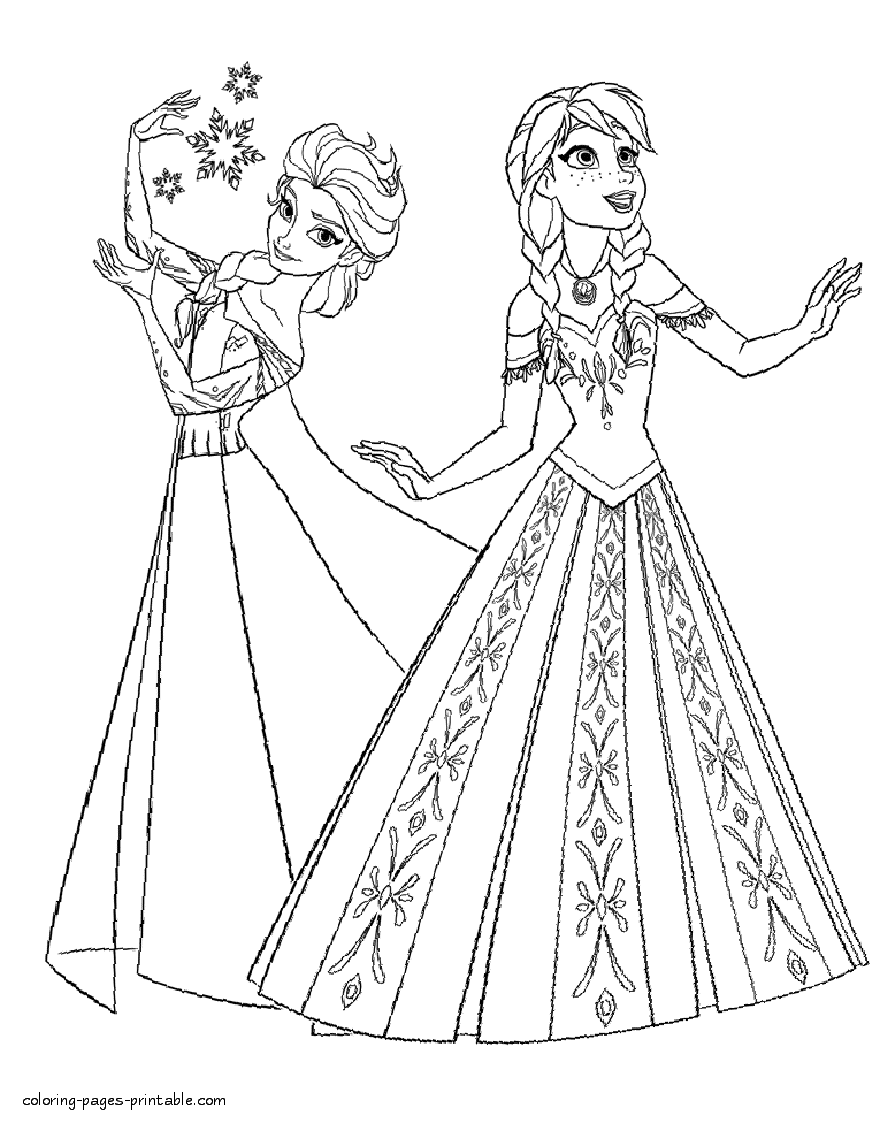 Elsa Anna coloring pages || COLORING-PAGES-PRINTABLE.COM