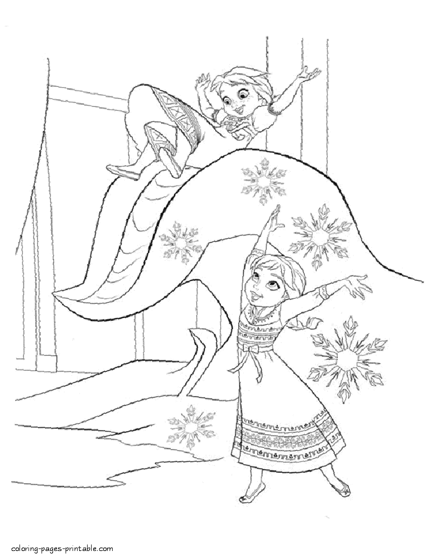 Elsa and Anna Frozen coloring pages to print