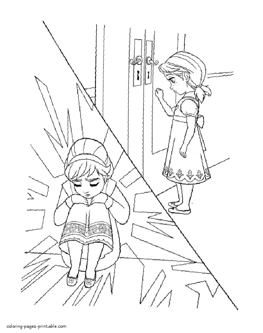Frozen coloring book pages. Elsa and Anna