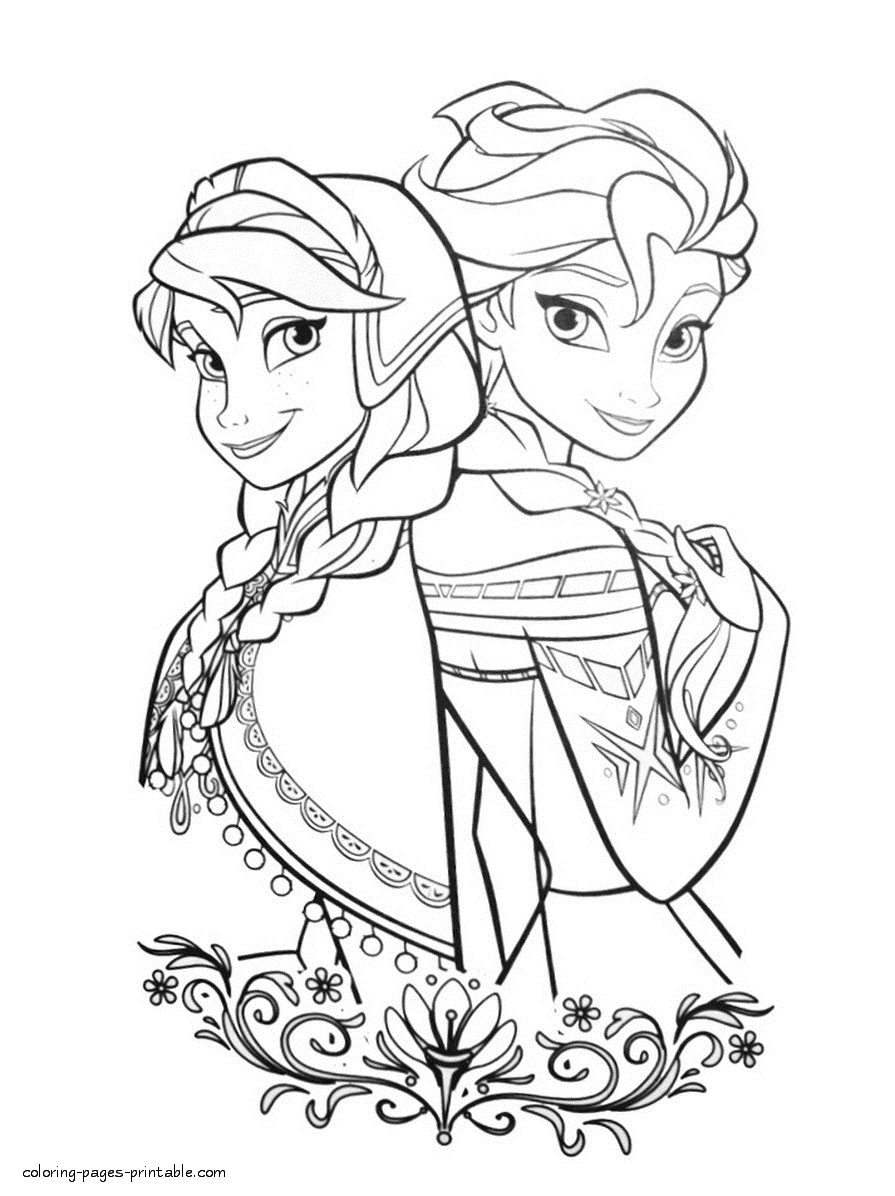 Frozen coloring sheets for girls