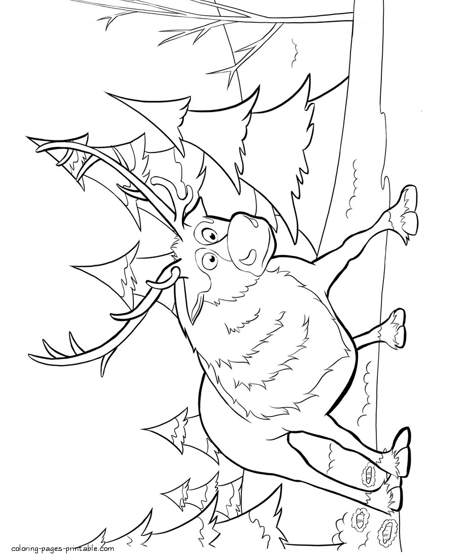 Frozen coloring pages free printable. Sven reindeer
