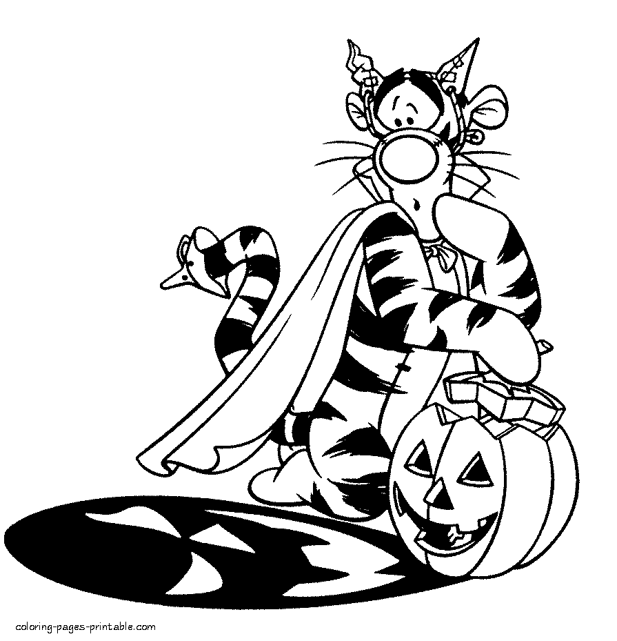 Tigger and pumpkin free coloring page