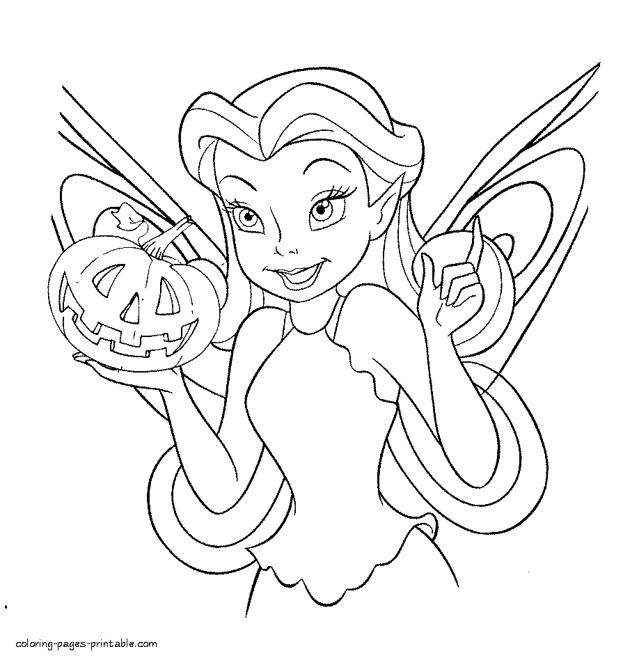 Disney fairy Halloween coloring page for kids