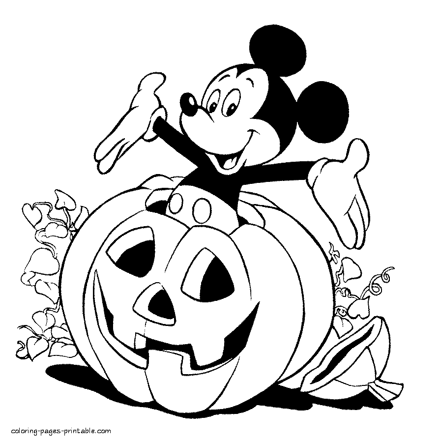 Printable pumpkin coloring pages. Mickey Halloween