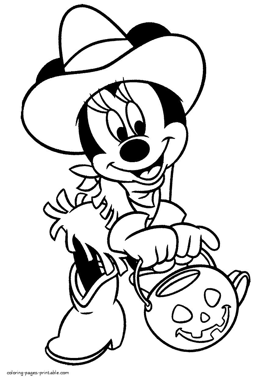 Minnie. Halloween Disney coloring pages