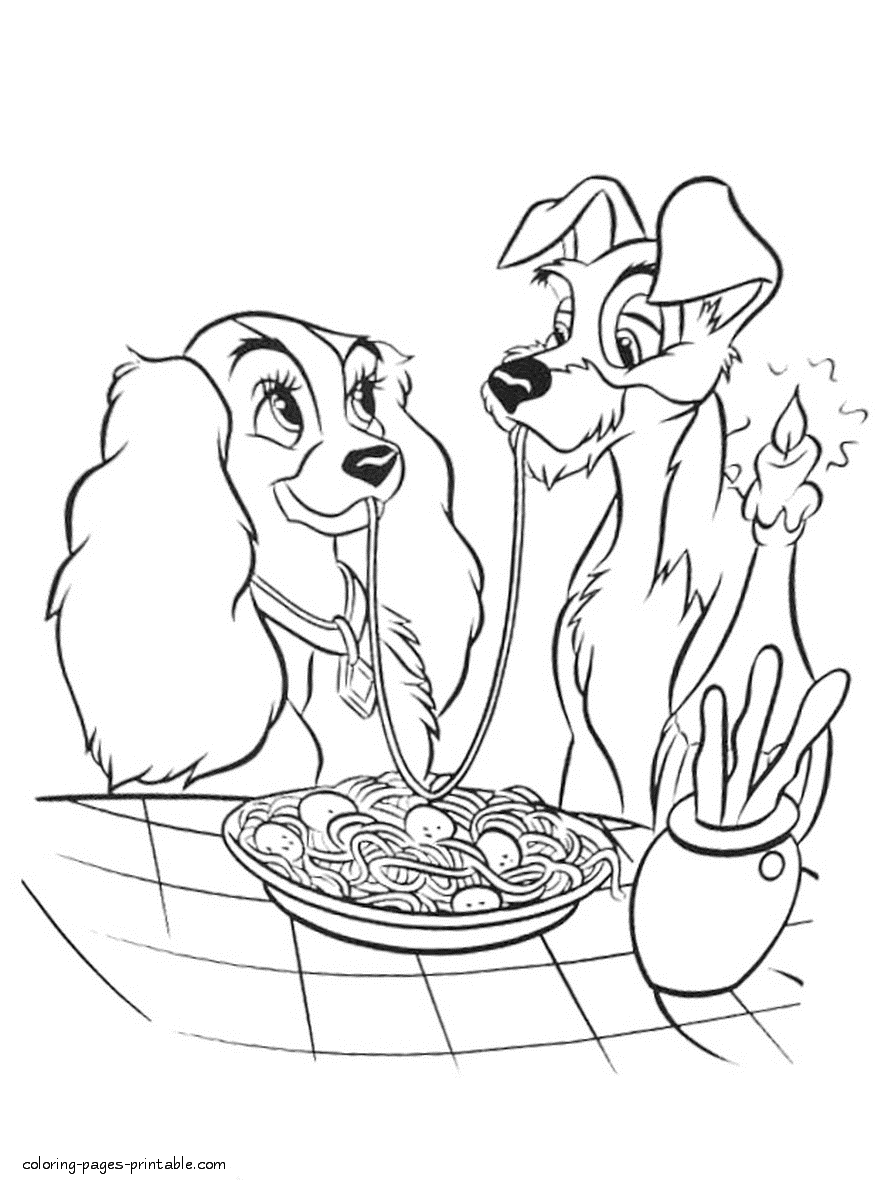 Lady and the Tramp Disney printables 22 || COLORING-PAGES-PRINTABLE.COM