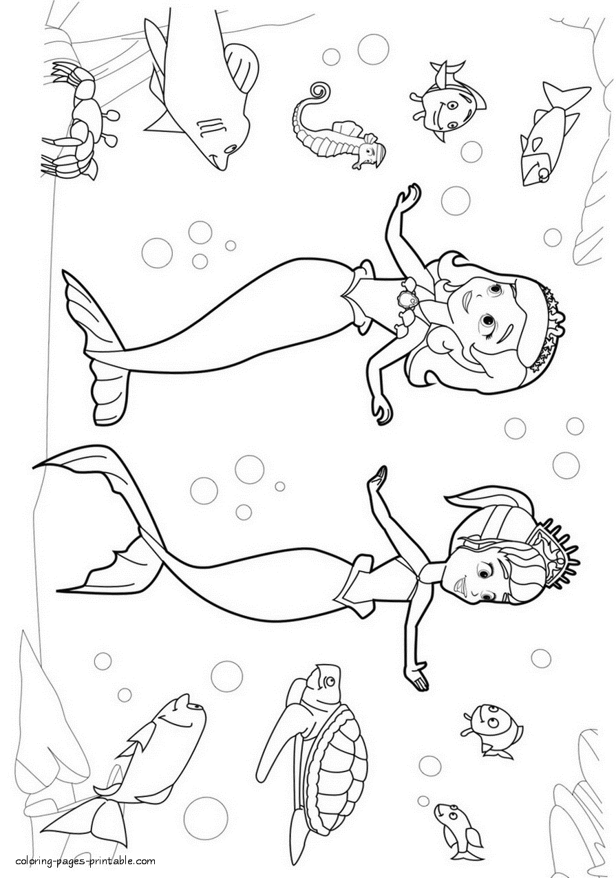 Sofia the First mermaid coloring pages || COLORING-PAGES-PRINTABLE.COM