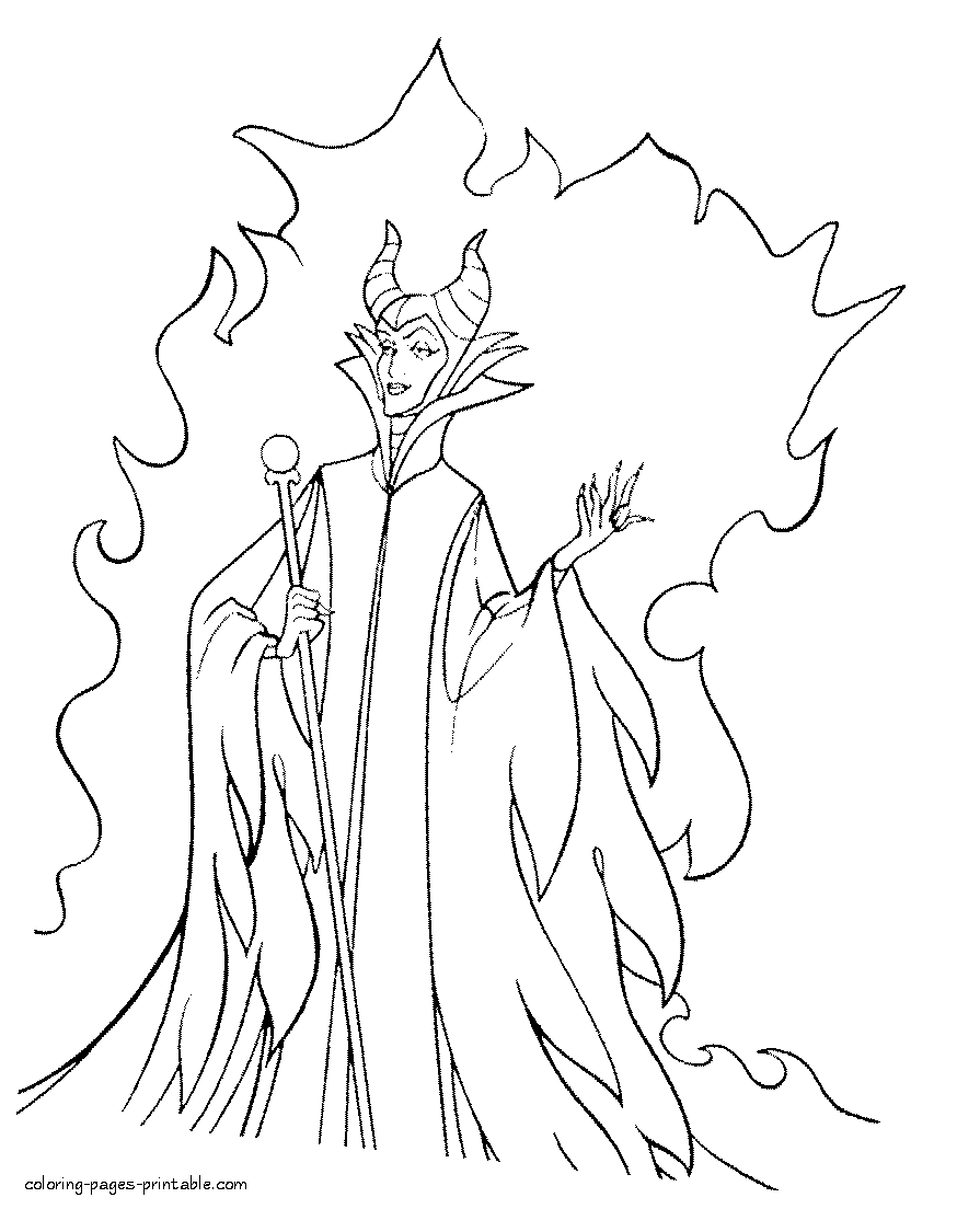 Disney villains - Maleficent of Sleeping Beauty. Disney coloring pages