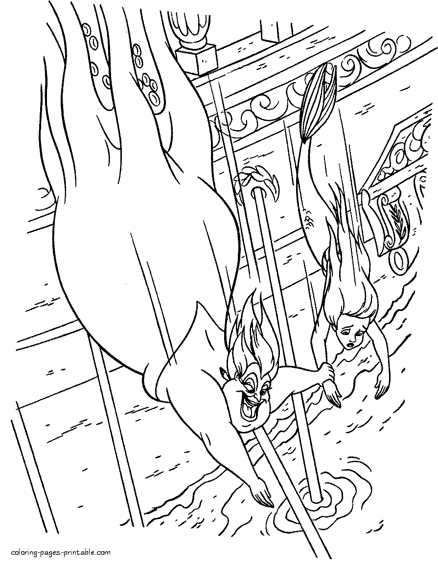 Ursula - villainess coloring pages of Disney cartoons