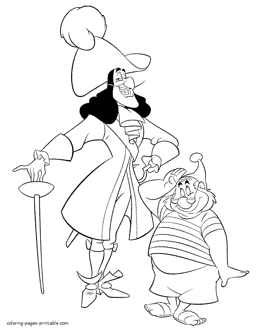 Captain Hook coloring page - villain from Disney animation