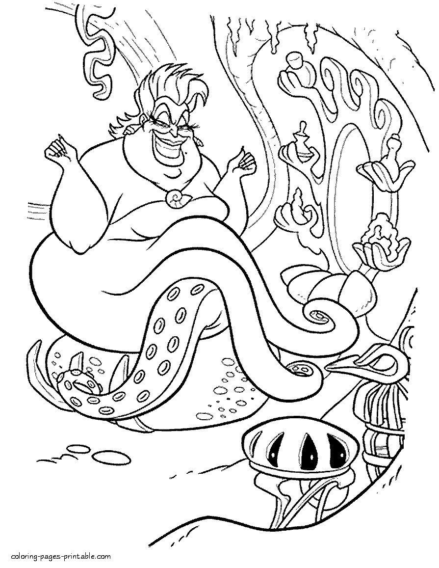 Witch Ursula coloring pages for kids