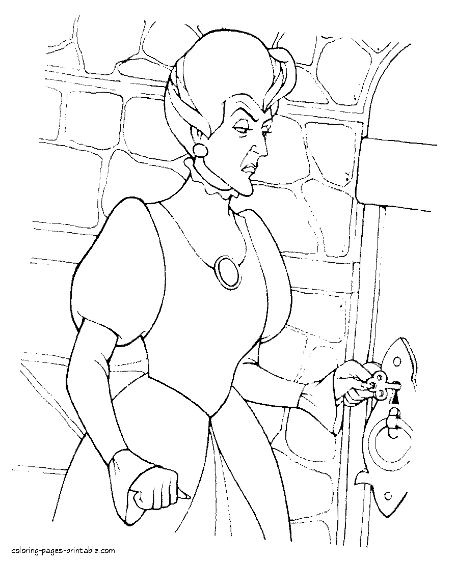 Stepmother to Cinderella free coloring pages. Disney villain